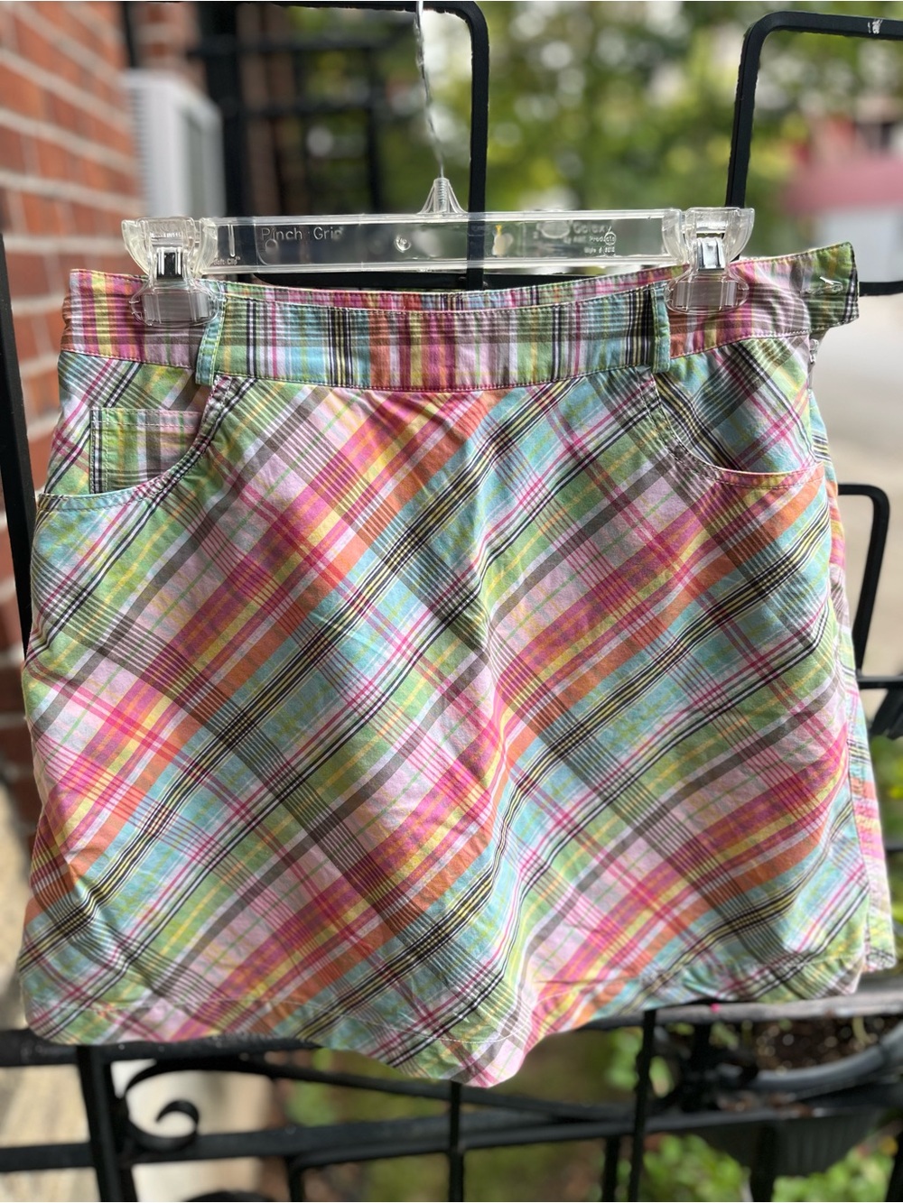 Plaid Pastel Cotton Blend Women’s Skort - Multicolor